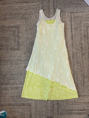 Biba Maxi Dress Size 34 XS Sheer Layered Boho Embroidered Cotton Beach Resort