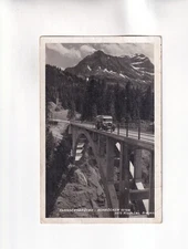 F7087) Postcard, SCHRÖCKEN Vorarlberg TANNBERG BRIDGE with old bus