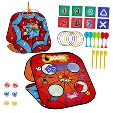 5-in-1 Bean Bag Toss Game for Kids Ages 3-8, Outdoor Cornhole Set with 3 Spider