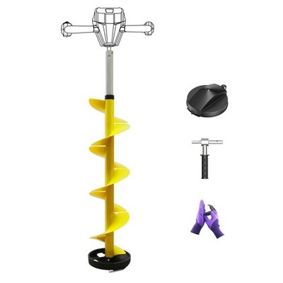 Nylon 8 Inch Ice Auger, 35.95 Inch Extended for Drilling Deep Ice Fishing Hol...