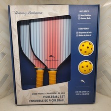 Tommy Bahama Pickleball Set with Wood Paddles and Outdoor Balls