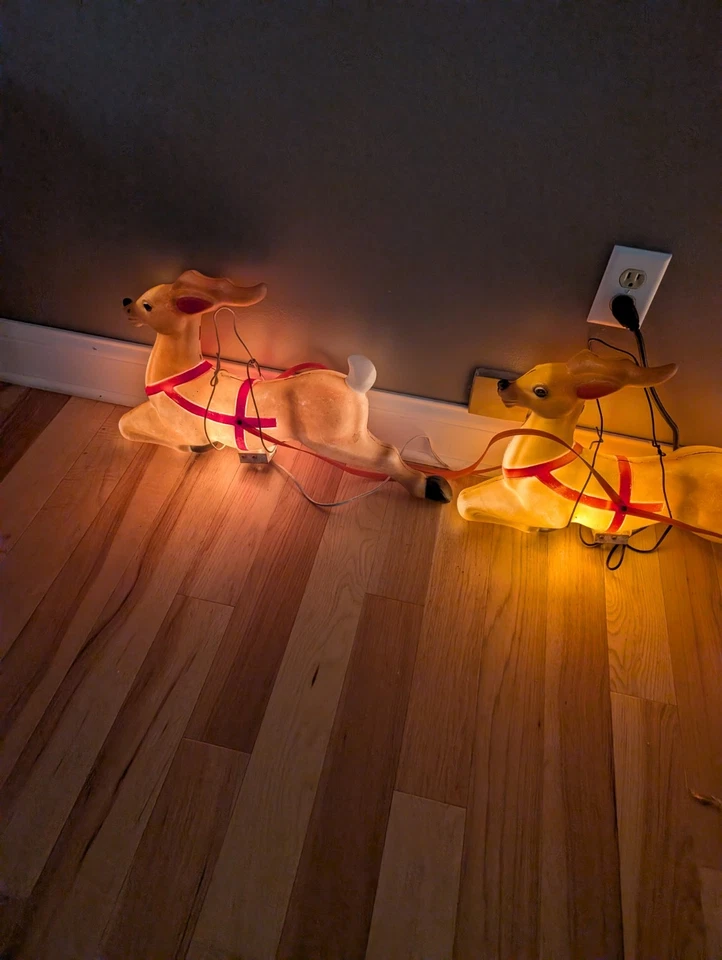 Molde soplado Navidad trineo Papá Noel Imperio 24" vintage 2 renos Foto 4 de 4