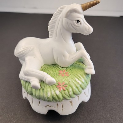 Vintage Enesco Unicorn Music Box  The Impossible Dream  5 3/4'' Height 