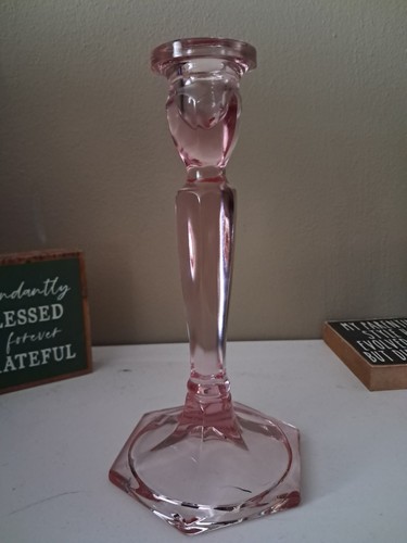 Kerzenständer rosa Glas Vintage