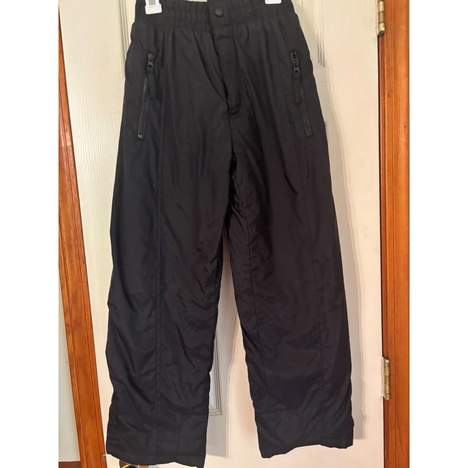 Equipo de esquí negro pantalones de nieve niños esquí snowboard invierno acolchado juventud pequeño Foto 2 de 4