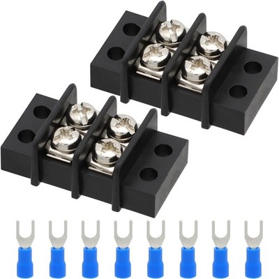 Terminal Block,2 Pack 2 Circuits 2030A 200v450v Dual Row Screw Terminals Stri...