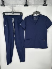 FIGS Technical Scrub Set Casma Top Womens XS Navy Blue Regina Jogger Scrub Pants