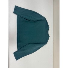 Zara Womens Teal Green Fleece Lined Cropped Crewneck Sweatshirt Size S US Small