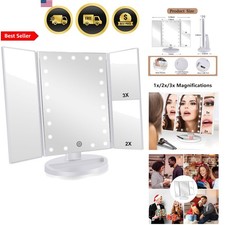 Espejo tocador de maquillaje con luces aumento pantalla táctil portátil 3X 2X 1X