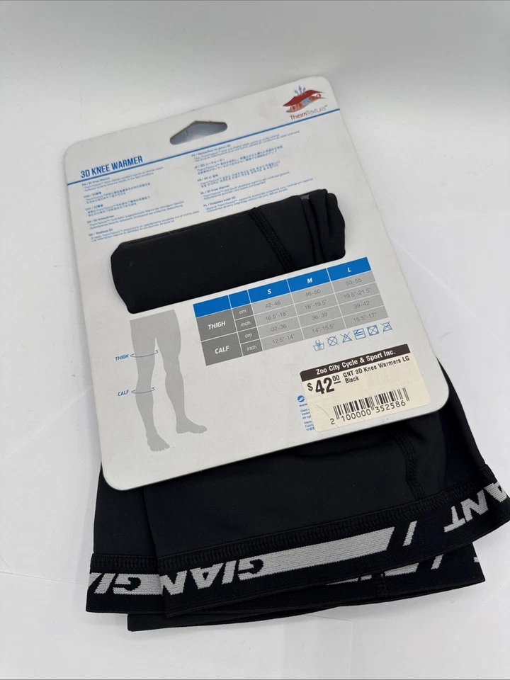 Giant Cycling Black Knee Warmers Size Large Winter Cold Bike Riding - Image 4 of 4