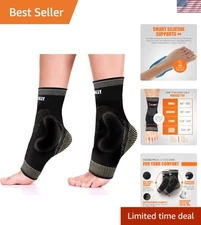 Large Copper Infused Ankle Compression Sleeve - For Plantar Fasciitis Relief