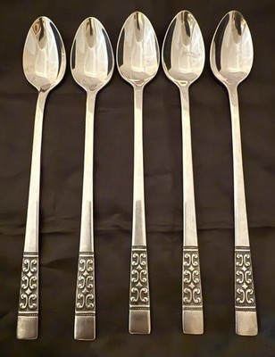 Vintage Stanley Rogers Co. Casa Vista Black Accent Stainless  Teaspoons Lot Of 5