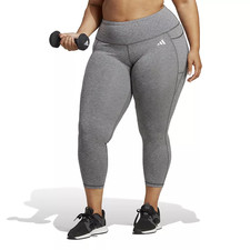 Plus Size adidas Optime Stash Pocket 7/8 Training Leggings, Grey, Size: 3X