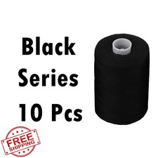 Simthread All Purpose Sewing Thread 10 Spool 1000yd Black Polyester
