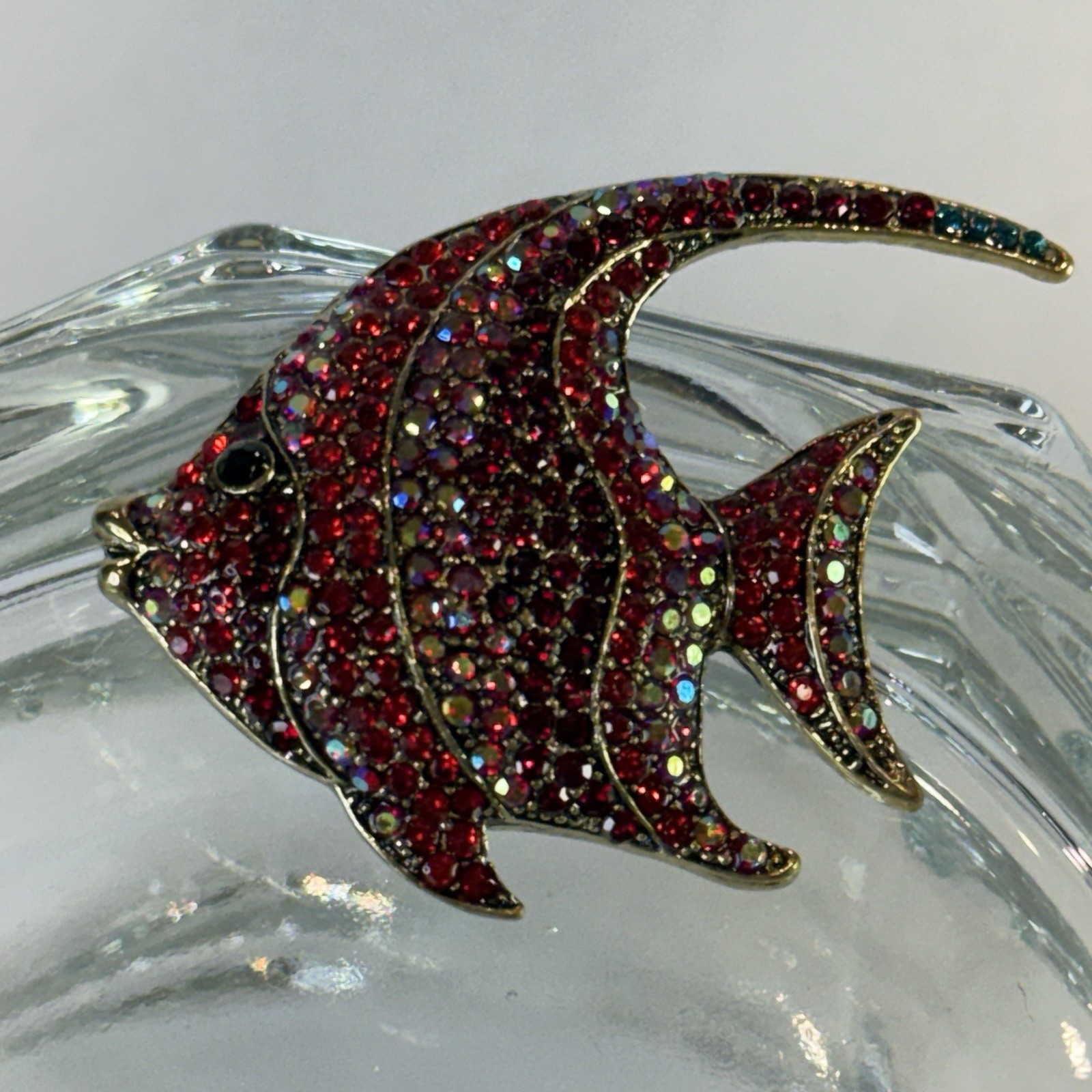 🌺 Ruby Red Crystal Fish Brooch | Statement Pin |… - image 20