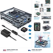Miuzei Raspberry Pi 4 Case with Fan 5V Power Supply and 4 Aluminum Heatsinks