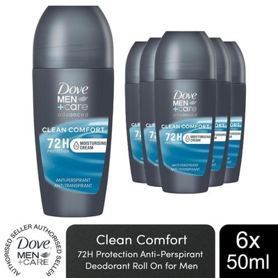 Dove Men+Care Roll On Advanced Antitranspirant Deodorant Clean Comfort 50ml, 6er Pack