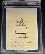 Charles Schulz Peanuts Signed Autograph Beckett Encapsulated Snoopy Print