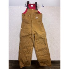 Carhartt R04BRN Vintage Quilt Lined Duck Bib Overalls Brown 34x30 Distressed