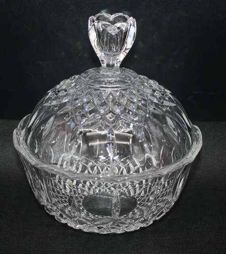 7.5" Tall Crystal Opera Candy /Snack Storage W/ Lid By Royal Crystal Rock Italy - Picture 2 of 14