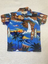 Royal Hawaiian Creations Boys tropical surf button up shirt Made in Hawaii size4