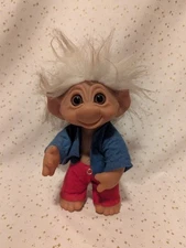 Vintage 9" Thomas Dam 1977 Troll White Hair- Pointed ears. 604. Denmark Norfin