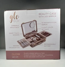 Glo Tech Beauty Case with LED Mirror 3 Light Settings Max Organizer Brand New