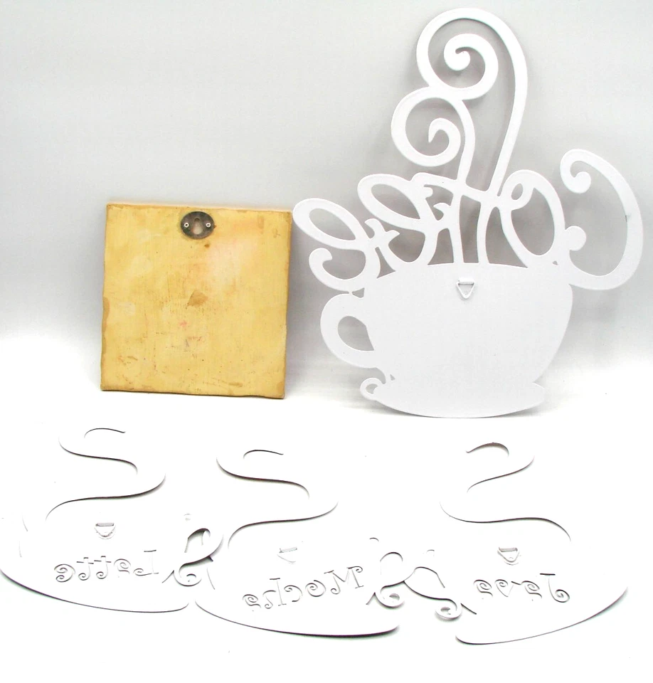 Lote 5 Tazas Café Bar Metal Pared Decoración Latte Mocha Java Taza Letrero Placa Cerámica Foto 2 de 4