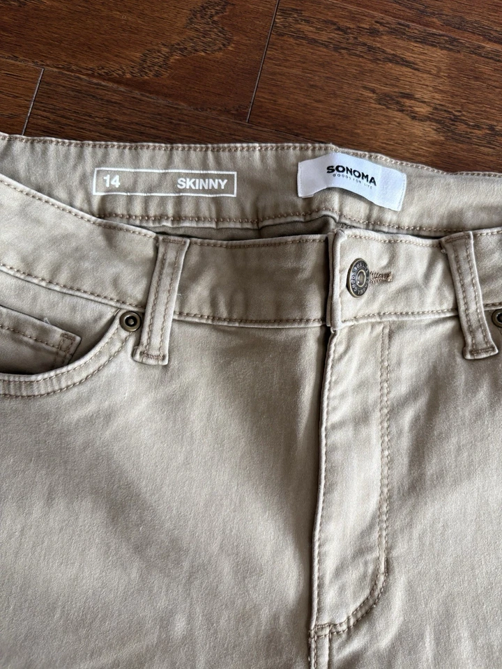 Sonoma Skinny Khaki Pants Women’s Size 14 Cotton Blend Stretch - Image 3 of 4