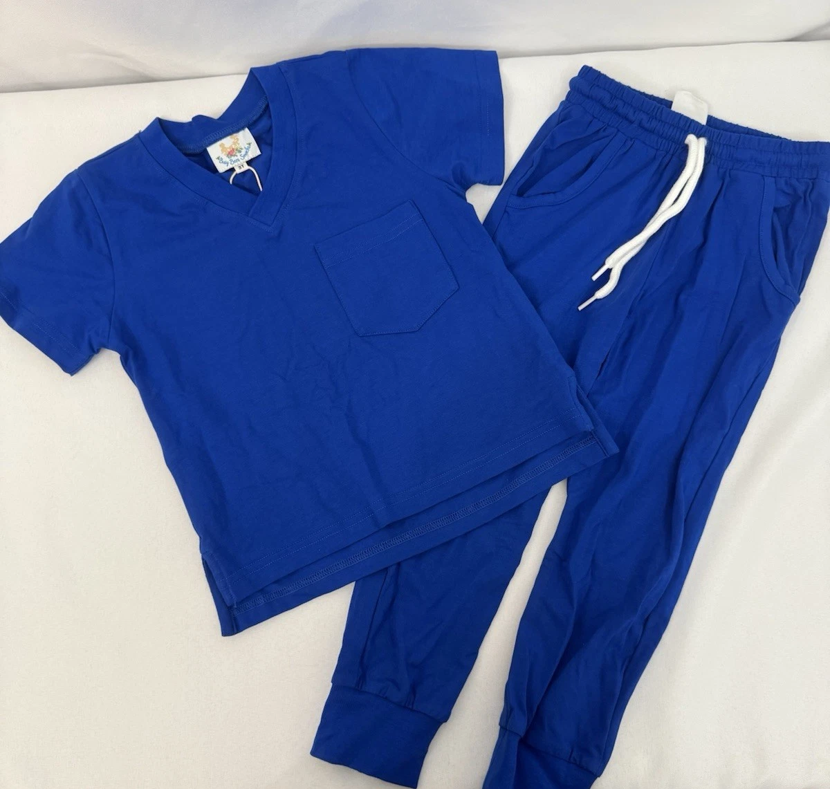 NWT Busy Bees Smocks Blue Jogger Set Mini Scrub Set Toddler Girls Size 3T