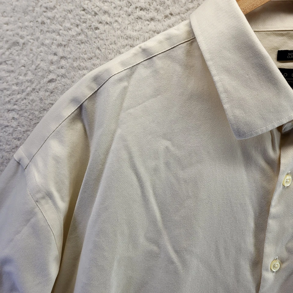 Pronto Uomo Button Up Shirt Men 19 36/37 Tall Yellow Oxford Long Sleeve Non Iron - Image 3 of 4