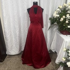 Red Davids Bridal Size 4 Long Formal Prom Ball Gown Zip Up Dress Halter Top maxi
