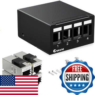 Enmane 4 Port Patch Panel CAT6 Keystone Patch Panel Network for Home Office 1U 4