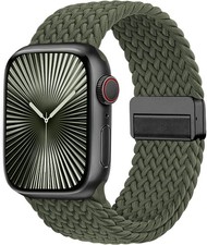 Magnetic Braided Strap Compatible with Apple Watch Series 7 44mm Stretchy Nylon