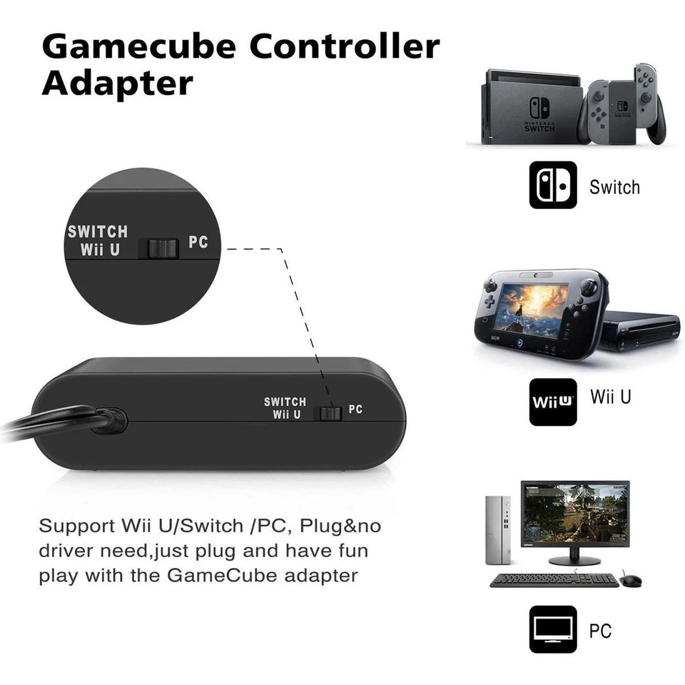 Adapter For Gamecube Controller For Wii U PC USB Switch 4 Ports - Image 2 of 4