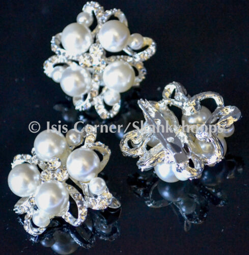 12PC  IVORY PEARLS RHINESTONE BROOCH (GOOD FOR SASH/ BOUQUET ACCENT) - Picture 1 of 8