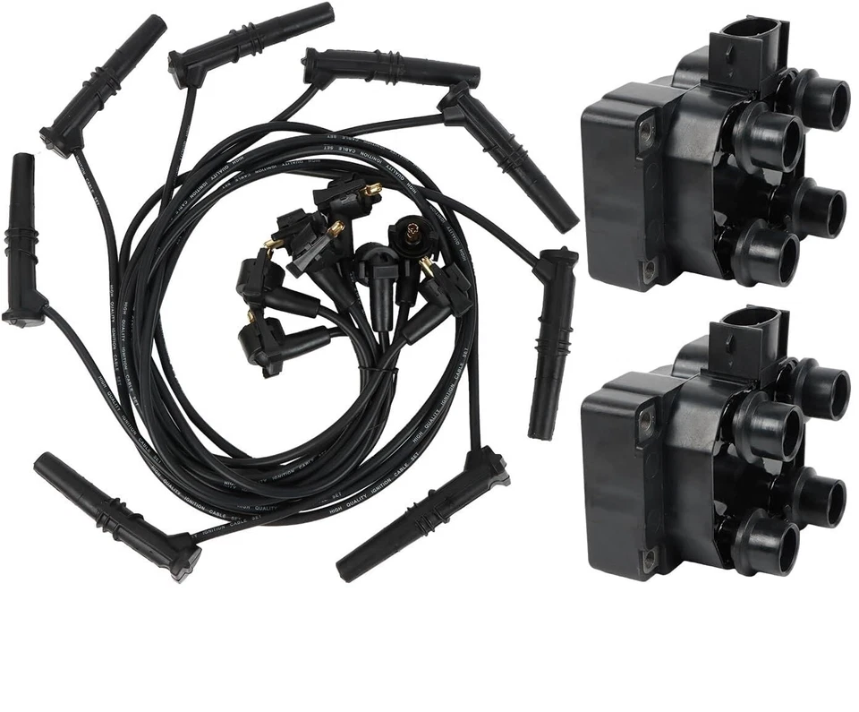 8x bujías NGK + juego de cables + 2x bobina de encendido para Ford Explorer F150 F250 4,6L Foto 4 de 4