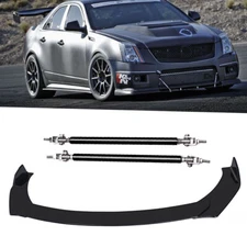 For Cadillac Coupe Front Bumper Lip Spoiler Splitter Body Kit Strut Rod Glossy
