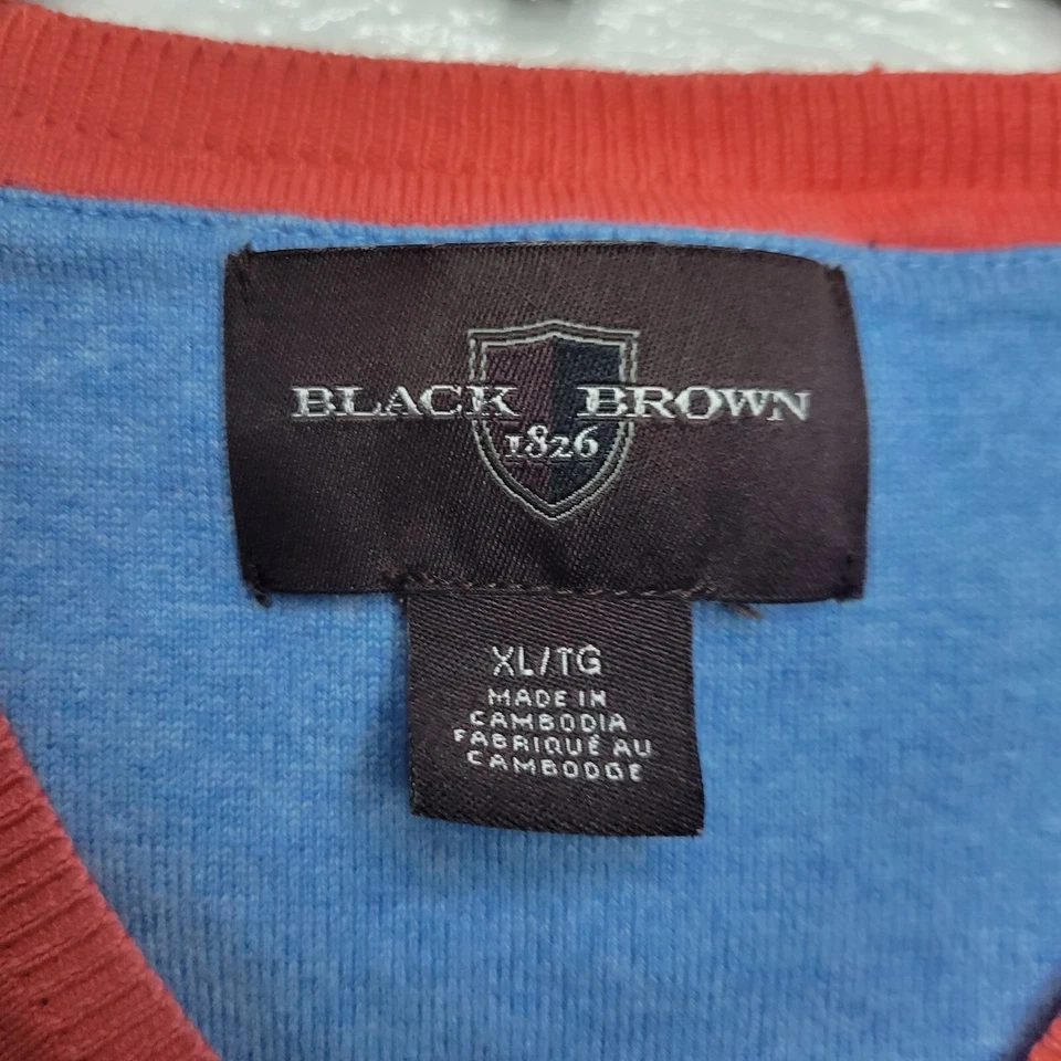 Negro Marrón 1826 Adulto Hombre Talla XL Especiado Coral Cuello en V Suéter Chaleco Golf Caminar Foto 2 de 4