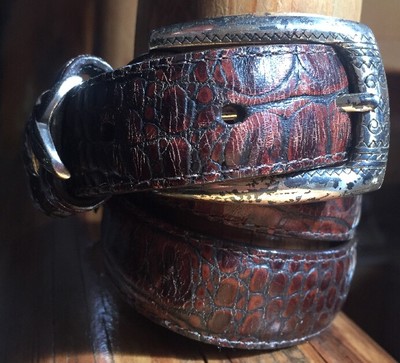 Brighton Brown Leather Belt Embossed Size S/28 s-l400.jpg main image 3