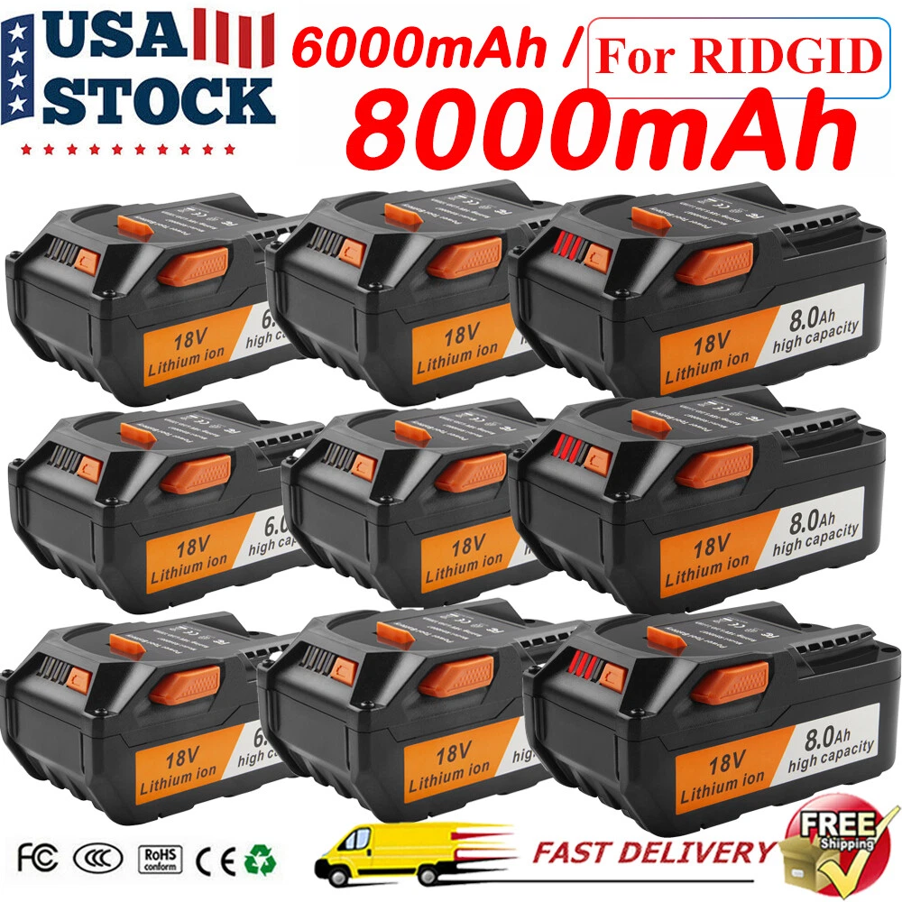 10PACK for Ridgid R840085 8.0Ah Lithium Battery Rigid 18Volt
