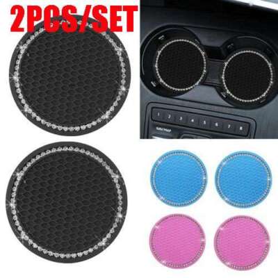 Bling Crystal Car Cup Holder Mat Drink Water Bottle Pad Rhinestone Coaster US