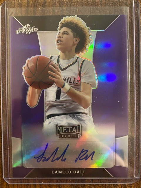 Lamelo Ball 2018 Leaf Metal Basketball Purple Refractor Auto Autograph 