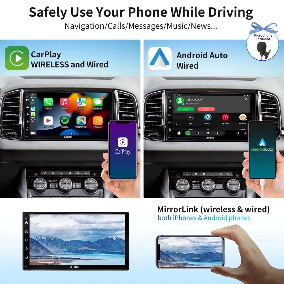 ATOTO A6 Android AI Autoradio 2 DIN 7 Pollici QLED Wireless Carplay&Android Auto - Immagine 3 di 4