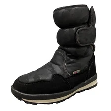 Sitaqi Size 3.5 Black Suede Nylon Kids Boot Nylon Wool Lining Hook Loop