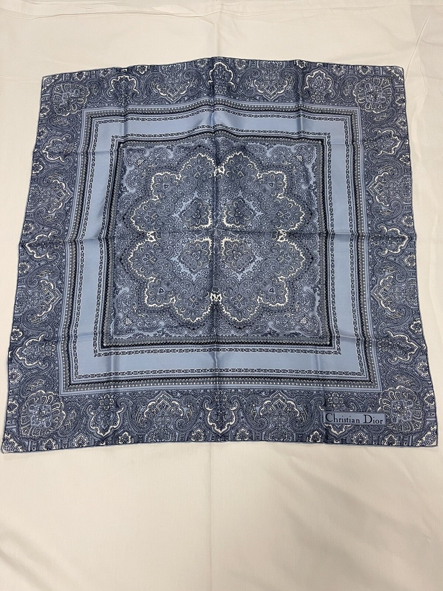 Christian Dior 100% Silk ITALY Scarf Paisley Hand Rolled In 