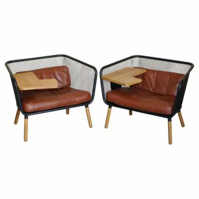 PAIR OF LARGE DESIGNER RRP €8,800 THOMAS BERNSTRAND HONKEN BLA STATION ARMCHAIRS - Image 1 of 4