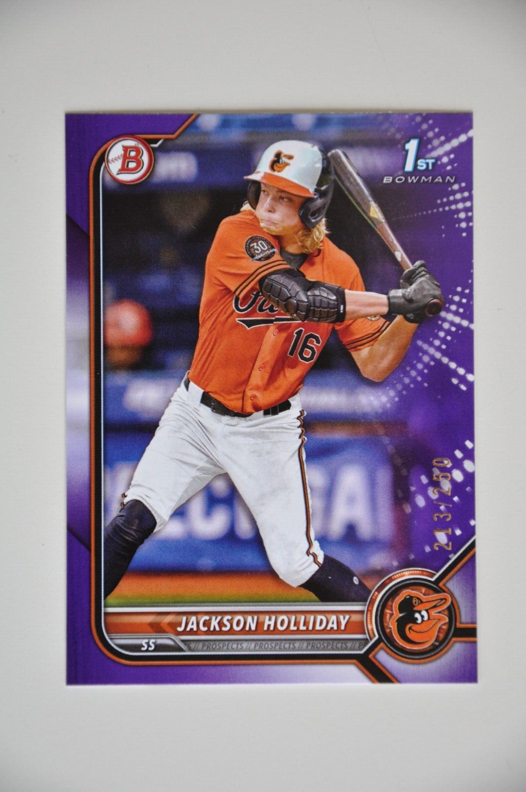 2022 Bowman Draft Jackson Holliday 1st Purple Paper /250 #BD-168 Orioles