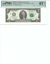 2017 $2 FRN FR1941-L* PMG 67 UNC EPQ, San Francisco * Note S/N L00102447*!!!