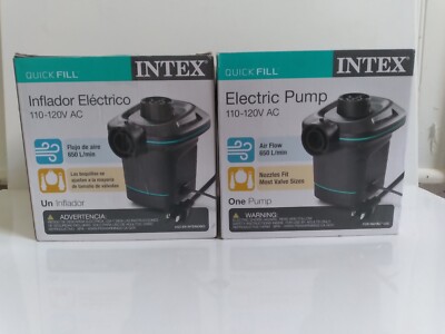 2× Intex 66639E Quick Fill Electric Air Pump 110-120V AC . 3 Nozzles Quick
